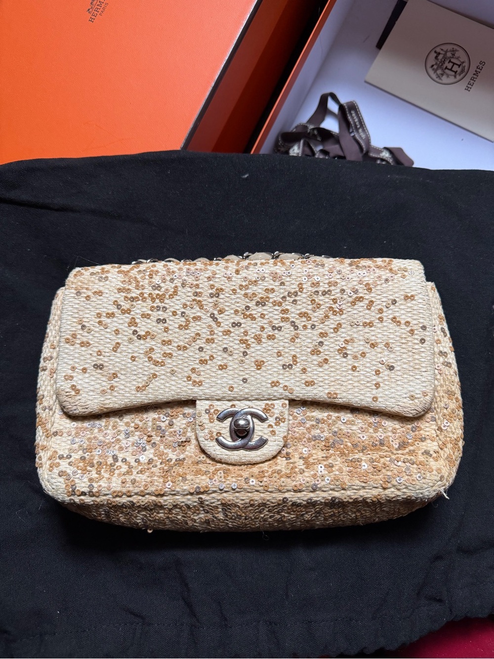 Chanel Beige Sequin Flapbag